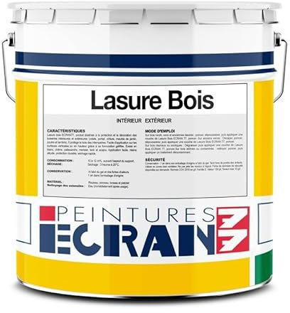 Lasure bois professionnelle, haute protection, sans odeur, intérieur, extérieur, plusieurs coloris, Lasure Bois ECRAN 77 1 litre
