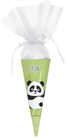 Striefchen® Panda Schultüte mit Namen des Schulkindes zur Schuleinführung 28 cm