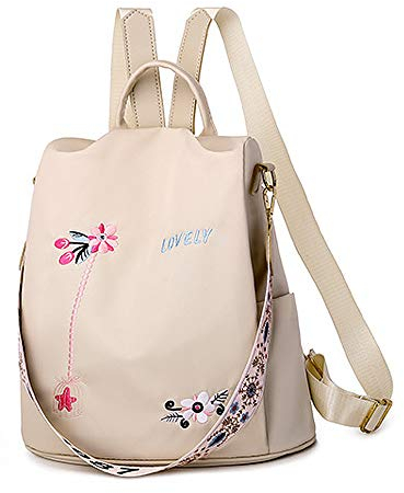 Ray-Velocity Zaino Antifurto Donna, Borse Zainetto Donna Impermeabile, Borsa a Tracolla Moda per Uscire, Lavoro, Viaggio, Scuola, Università (Fiore Cachi)