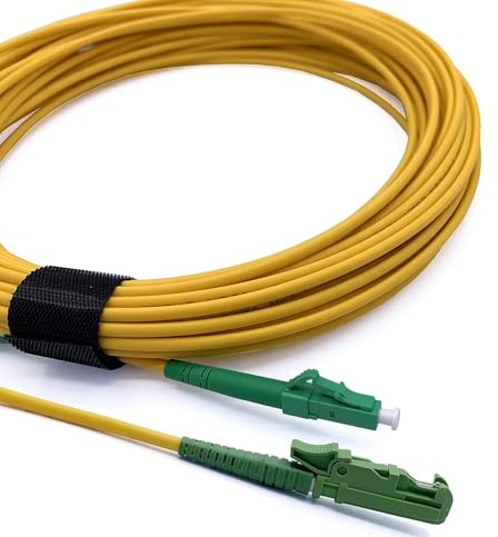 Elfcam® - LWL Glasfaser-Kabel E2000/APC auf LC/APC Stecker, Simple Singlemode 9/125μm OS2 Patchkabel, Lichtwellenleiter LSZH (15M)