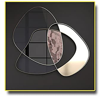Abstrakte 3D Geometrische Metallbilder Wandkunst Leinwanddruck Malerei Moderne Gold Metallkunst Poster Für Wohnzimmer Dekor (Art-2,80x80 cm(ohne Rahmen))