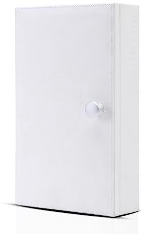 CKEYURE Premium XL PU Leder Faraday Box für Autoschlüssel mit Magnetverschluss - Anti-Diebstahl Signalblocker | Wandmontage RFID & Signalblockierung in Weiß