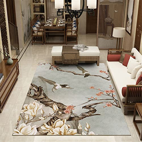 RUGMRZ Insonorisation Carpet Descente De Lit Chambre Adulte Nouveau Tapis Style Chinois Gris Salle d'étude résistant à l'usure, antidérapant Doux Ado Fille 40X60cm