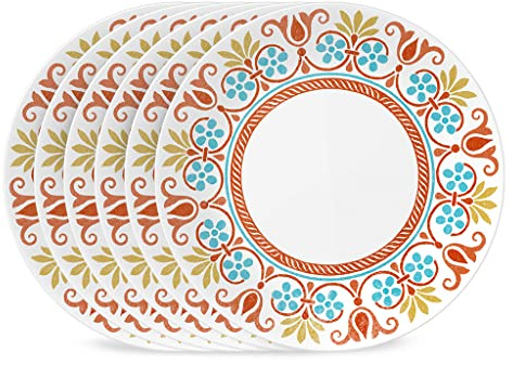 Corelle Vitrelle 10.25 Dinner Plates Set, Triple Layer Glass and Chip Resistant, Lightweight Round Plates, 6-Piece Terracotta Dreams