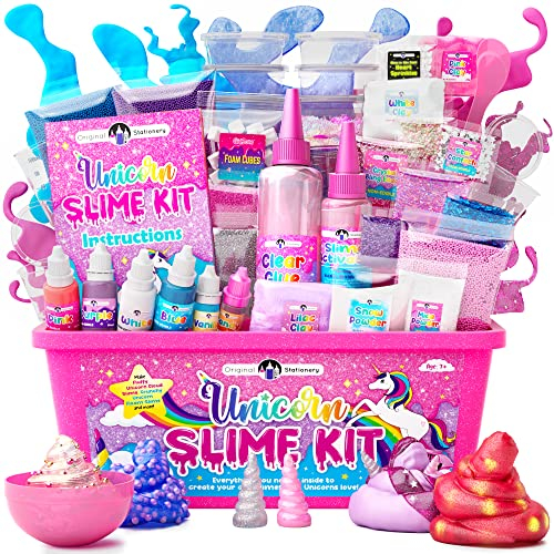 Original Stationery Enhörningsslim-kit, Magiskt slime-kit för Flickor 10-12 för att Göra Enhörningsslime för Flickor, Lyser i Mörkret, Enhörningsslime för Barn
