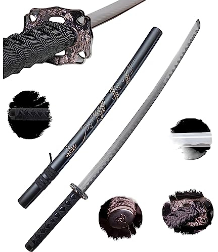 Katana Schwert Echt Set, Wakizashi, Tanto - Samurai Schwert aus Stahl - Samurai Schwerter als Anime Deko - Japanisches Sword mit ständer - Ninja Schwerter - HKS001-1