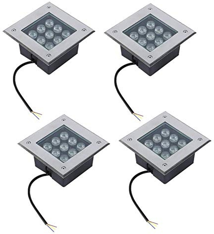 Buried Lights Square 9W LED Underground Path Light Outdoor Decorative Yard Garden Landscape In-ground Lights AC85-265V, IP67 Waterproof for Path Square,Pack of 4 ( Color : Cold White , Size : 9W )