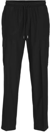 Jack & Jones Pantalon Cargo pour Homme, Coupe Ample, Pantalon Cargo, Noir, 36W / 32L