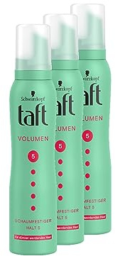 Taft Schaumfestiger Volumen dünner werdendes Haar, Haltegrad 5 (150 ml), Haarschaum für Volumen und sehr starken Halt, Haarstyling mit 24 Stunden langanhaltendem Halt, 3x 150 ml