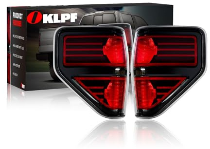 OKLPF Rear Brake Tail Light Compatible With 2009 2010 2011 2012 2013 2014 Ford F150 F-150,Replace Red Taillight Assembly Red Smoked Tail light,Included A Luxurious Box,Driver and Passenger Side