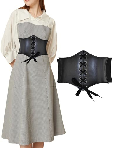 HANERDUN Damen Gürtel Elastische Breit Korsett Tied Vintage Taillengürtel | Damen Elastischen Korsett, Schnürgürtel, Retro Gürtel, Waspie Gürtel, Taille Hüftgurt, Corset Belt, Mittelalter, Piraten Belt