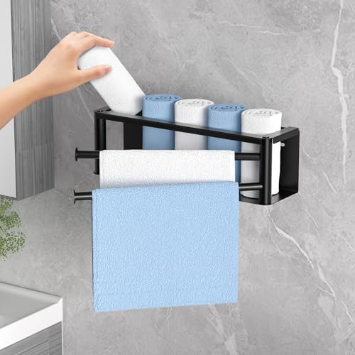 ZDDLOINP Porta Asciugamani Bagno, Appendi Asciugamani Bagno, Porta Asciugamani Cucina E Bagno, Porta Salviette Bagno Con 2 Barre Girevoli