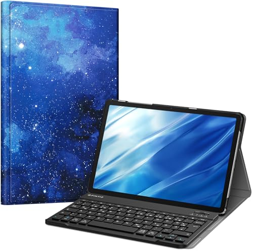 FINTIE Tastatur Hülle für Samsung Galaxy Tab A11+ Plus 11 2025 / Tab A9+ Plus 11 Zoll 2023 Tablet, Keyboard Cover mit Magnetisch Abnehmbarer Deutscher Bluetooth Tastatur, Sternenhimmel