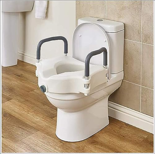 Erhöhter Toilettensitz ohne Deckel, erhöhter Toilettensitz lässt Sich an den meisten Toiletten befestigen, abnehmbare Toilettenmobilitätshilfe, tragbarer Sitz mit stabilen Halterungen, für ältere Me
