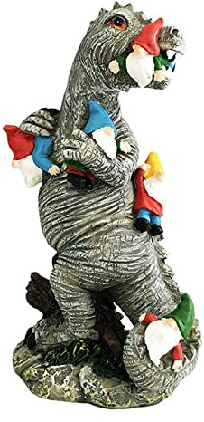 Hilai Garden Outdoor Ornaments, Dinosaur Statue Garden Dinosaur Eating Gnomes Statues Decoration Garden Ornaments for Patio Yard S