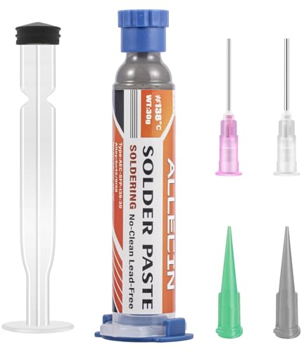 ALLECIN 30g Lötpaste Bleifrei Sn42 Bi58 Solder Paste 138°C Bleifreies Flussmittel Zinnpaste 30Gramm Niedertemperatur 138 Grad Spritzenlötpaste 1,05oz für LED BGA SMT Lötzinn (Packung mit 1 Stück)