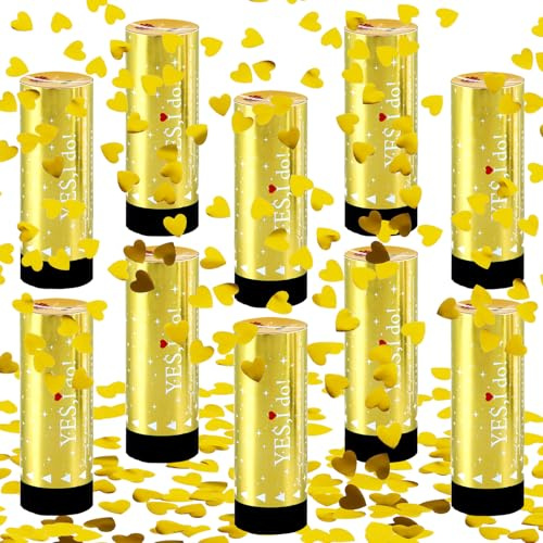 FePen Konfettikanone*10, Herz-Konfettikanone, Konfettikanone Hochzeit, Confetti Kanone mit Pailletten, für Hochzeit, Geburtstag, Weihnachten, Babyparty