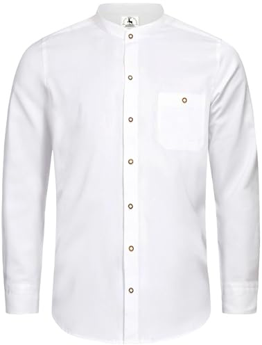 KOSMEEU Trachtenhemd Herren Oktoberfest Hemd Outfit Tracht Kariertes Hemd Weiß Trachtenhemden Freizeithemd Langarm Karohemd Baumwolle 4XL