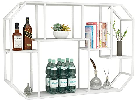 asdchZen Estante para Vino Montado En La Pared Soporte para Copa De Copa De Vino Rectangular/Cuadrado, Soporte para Vino Colgante De Metal Bar Bodega Mostrador De Cocina,White,#2