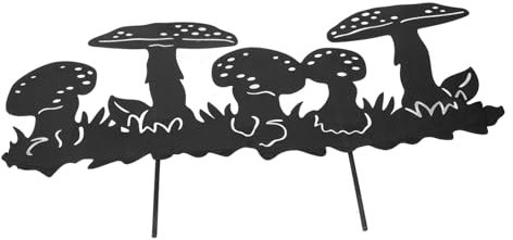 BESPORTBLE Metal Mushroom Garden Decor Artistic Outdoor Mushroom Stakes for Patio and Lawn Cutout Design Black Charming Garden Decoration and Idea