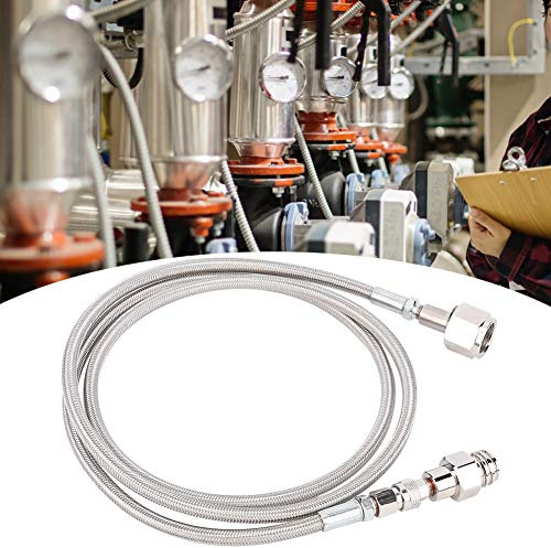 CO2-Hochdruckschlauch, Geflochtenes Edelstahl-Adapterset 1,8 M mit Polierter Oberfläche und Dauerhafter Rostbeständigkeit Im Einsatz, für Große CO2-Tanks und Getränkeautomaten,