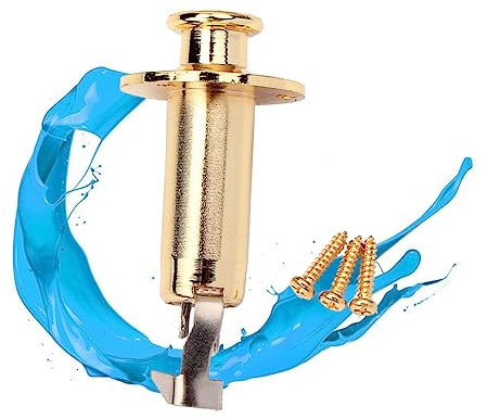 Goldene Gitarren Stereo/mono Endstiftbuchse Gt203 aus Kupfer | 6, 35 Mm 1/4 Zoll, 3-polig mit 3 Montageschrauben, Seitliche Einbaulösung für Bass und Gitarre