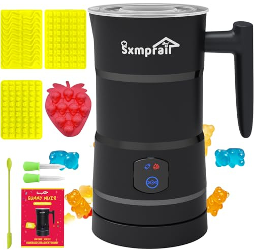 Sxmprail Gummy Candy Maker Mixer, Infused Edible DIY Gummy Machine, Gummy Making Kit, 304 Stainless Steel Inner, Include 1 Bear Mold, 2 Dropper, 1 Fruit Mold &1 Mixing Stick 5-Year Free