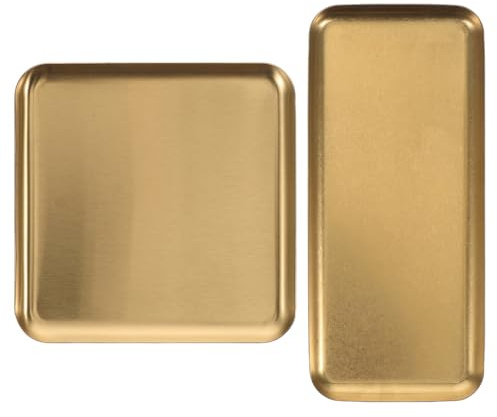 Alipis Bandejas para Servir Comida Doradas De Acero Inoxidable 2 Piezas Tamaño 15x15 Cm y 22x9,5 Cm Resistentes para Asar y Cenas Elegantes Fiestas
