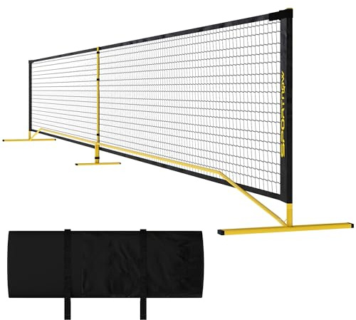 SPORTNOW Pickleball-Netz 6,7 m Tragbar mit Tragetasche Metallrahmen Gelb | für Outdoor Indoor