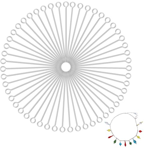 400 Stück Nietstifte Edelstahl, Eye Pins Silber für Schmuckherstellung DIY Ohrringe Halskette Perlenkette Schnur