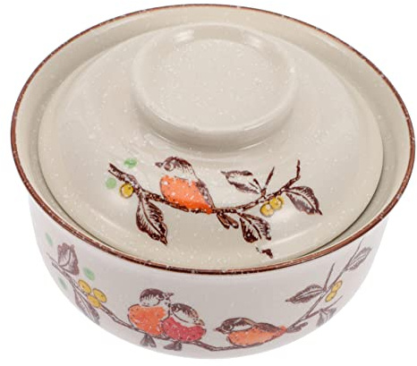 POPETPOP Ciotola in Ceramica per Zuppa Ciotola per Noodle in Stile Giapponese Ciotole per Ramen con Coperchio e Insalate Stoviglie da Cucina