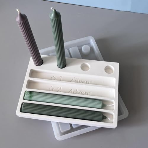 Moldes de silicona para fundir Navidad, calendario de Adviento, molde de silicona, soporte para velas, calendario de Adviento, portavelas, molde de silicona para Navidad, portavelas (A)
