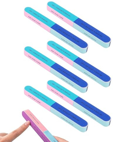 FUGLUS Blocco lucidante a 7 vie per unghie,Lima Professionale per Unghie, Doppia Faccia Lavabile Smeriglio Manicure Utensili per Chiodo Lucidatura & Messa in Piega