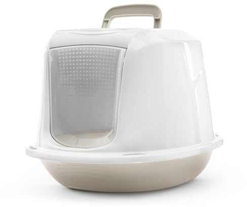 Record Arena+ Lettiera per Gatti Chiusa con Maniglia e Filtro, Tortora 45x36x31,5 cm. Toilette in Plastica Design Moderno, Facile da Pulire, Made in Italy