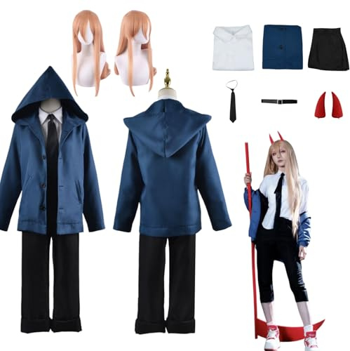 XBGXBG Anime Chainsaw Man Power Cosplay with Accessories for Adults Men Women | Halloween Cosplay Outfit Carnival Party