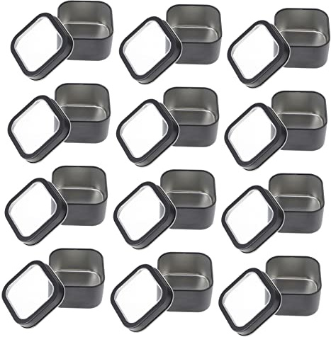 UAUWBRZ 15 barattoli quadrati in metallo con coperchio trasparente per la creazione di candele e contenitori in latta fai da te per creme balsami scatole regalo