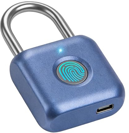Cadenas à empreintes digitales, mini cadenas biométrique intelligent pour casier de gymnastique, casier de hangar, unités de stockage (bleu)