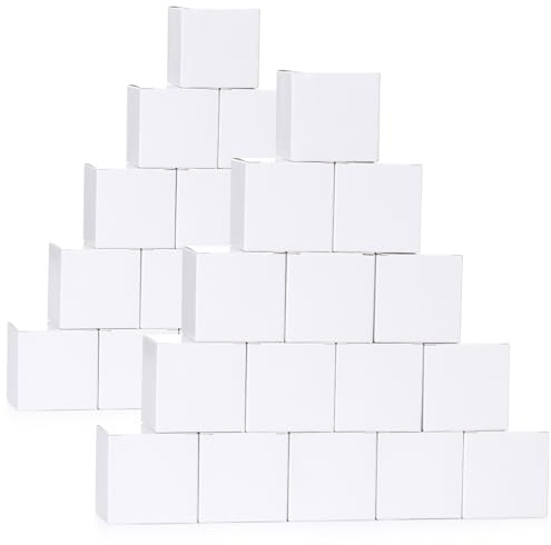 GXFCING 50 Stück Geschenkbox Kleine Weiß Geschenkboxen mit Deckel 5x5x5 cm | Papier Karton Quadratische Geschenkschachtel, Mini Geschenk Box für Geburtstag, Hochzeit, Weihnachten, Party, Süßigkeiten