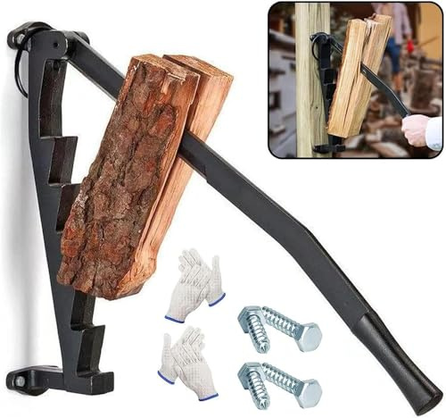 Log Splitter, Manual Wall Mounted Screw Design for Efficient Firewood Cutting, Ideal for BBQ Grills and Outdoor Use