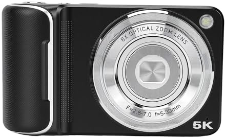 LICAEVEY Cámara Digital 5K, Cámaras de 64 MP para Fotografía, Zoom óptico 6X WiFi Vlog Cámara con Enfoque Automático de Doble Lente, Pantalla Táctil LED Luz de Relleno para Selfie de Viaje
