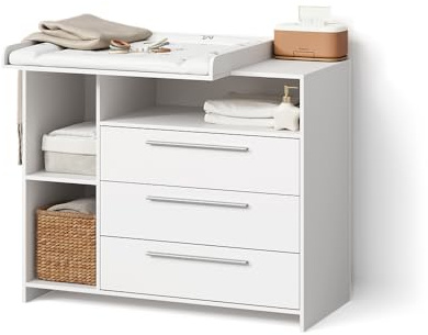Livinity Wickelkommode Nera Weiß | mit Wickelaufsatz