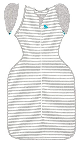 Love To Dream™ Swaddle UP™ Übergangsschlafsack, groß (8,5–11 kg) – Grau | Eng anliegend, abnehmbare Flügel | 1,0 Tog, Frühling & Sommer 20–24 °C | Waschbare Stretch-Baumwolle