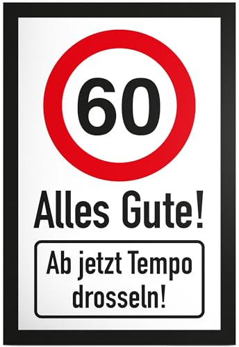 DankeDir! 60 Tempo Drosseln Schild - Alles Gute Geschenk 60. Geburtstag Geschenkidee Geburtstagsgeschenk Sechzigsten Geburtstagsdeko Partydeko Party Zubehör Geburtstagskarte