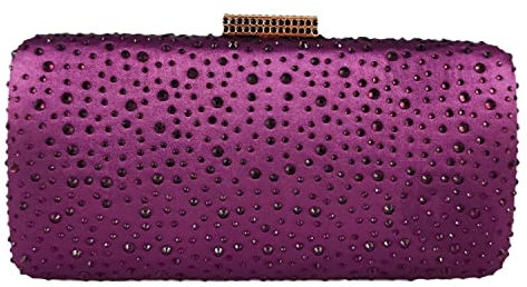 Boutique De FGG Elegante Borsa da Donna in Cristallo Borse da Sera Formali in Strass Pochette Borsetta da matrimonio, Piccolo, Viola