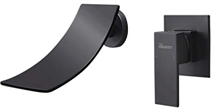 PHASAT Rubinetto Muro Bagno Lavabo Ugello Extra Largo Miscelatore Cascata Parete Acqua Fredda e Calda Rubinetti Monocomando per Lavello Ottone JH088B