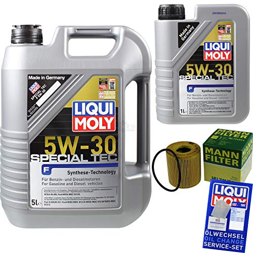 Filter Set Inspektionspaket 6 Liter Liqui Moly Motoröl Special Tec F 5W-30 MANN-FILTER Ölfilter
