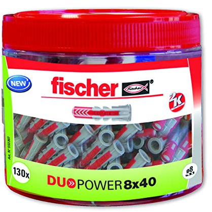 fischer Nylondübel, Grau und Rot, 8 x 40 (130 Dübel)