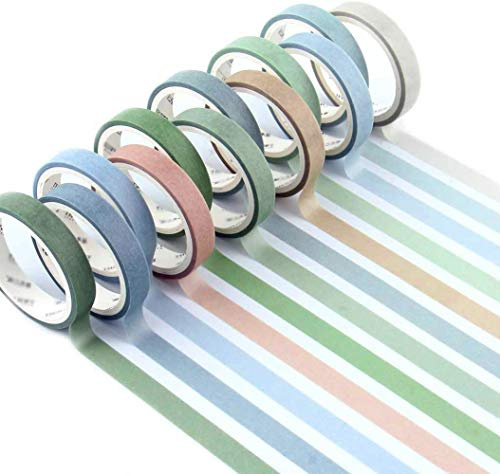 YUBX Flaco Washi Tape Set 12 rulle dekorativ tejp Washi Glitter självhäftande tejp 8 mm bred (Green Small)