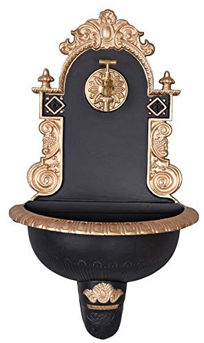 Palazzo Lup027 - Fuente de pared, color negro y dorado