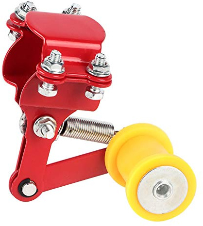 Tensor de cadena de ajuste, tensor de cadena de ajuste, perno en rodillo, accesorios modificados para motocicleta, herramienta de ajuste de cadena universal(rojo)